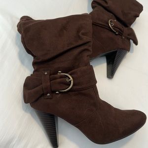 Mid calf brown boots